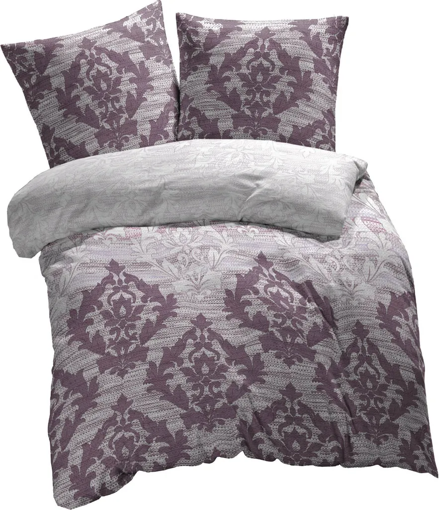 ETÉREA Renforcé biancheria da letto 200x220cm + 2x 80x80cm - 100% cotone - copripiumino barocco naturale morbido - biancheria da letto con cuscino 200x220cm copripiumino + 2x 80x80cm federa 3 pezzi - OEKOTEX - Viola