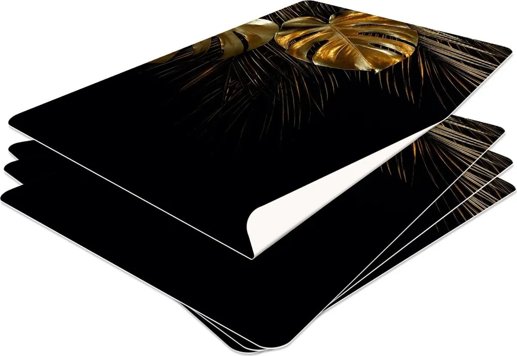 HUBDECO Tovagliette protettive durevoli per il tavolo da pranzo - Set di 4 tovagliette lavabili in vinile - Tovagliette per la cucina - Tovaglietta - Tovagliette lavabili - 44x32cm - Modello 42