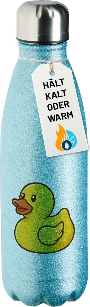 Huuraa Trinkflasche Quietscheente Gummiente Badeente 500ml Blue Edelstahl Wasserflasche Trinkflasche Geschenkidee