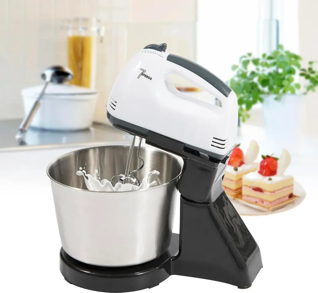 Batteur électrique 7 vitesses - Bol rotatif de 1,7L - 100W Noir mat