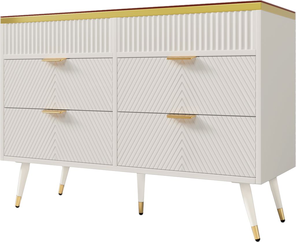 Flieks Kommode Sideboard Glasplatte, Schubladenkommode Produktbild 