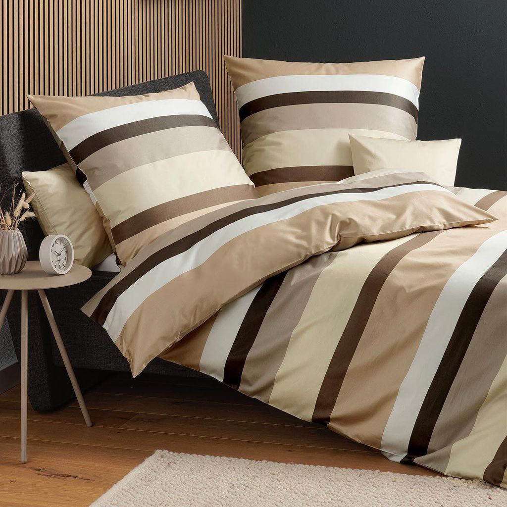 Janine Mako-Satin Bettwäsche J.D. 87116 sand braun 135x200 Produktbild 
