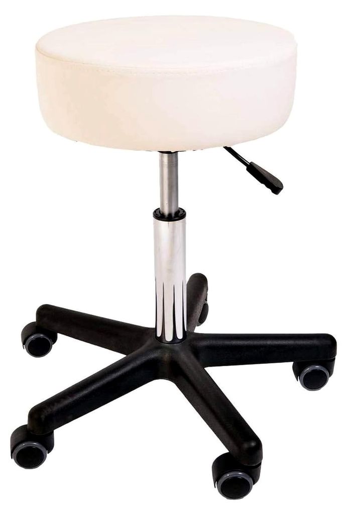 Rollhocker Fritz mit PolyurethanRollen - ergonomischer Arbeitsstuhl - stufenlos höhenverstellbar (Weiß)