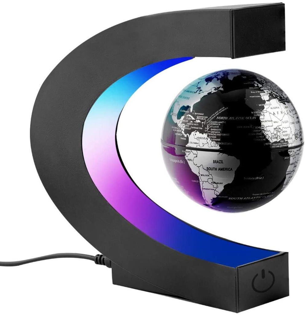 LED Globus Magnetische Schwebender Weltkugel Levitation Floating Globe Black DE 