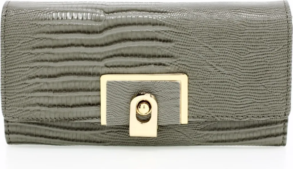 Elegante Portafoglio Dorina da Donna in Grigio con Chiusura a Fibbia KP4529