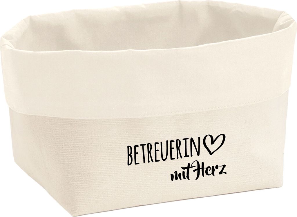 Huuraa Organizer Betreuerin mit Herz 3 Liter Medium Canvas Baumwolle Utensilo Geschenkidee