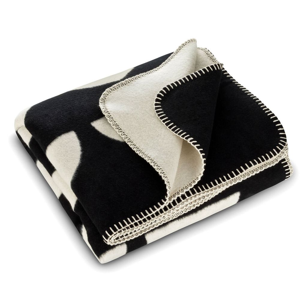 RIEMA Kuscheldecke SMILLA Tannenbäume schwarz creme | 150x200cm