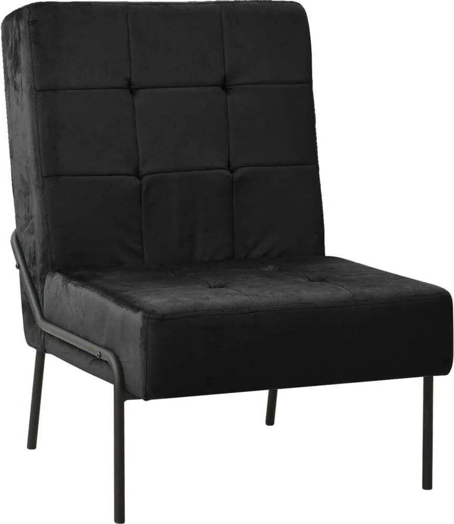 Chaise relax velours noir 65x79x87 cm - Assise moelleuse et élégante