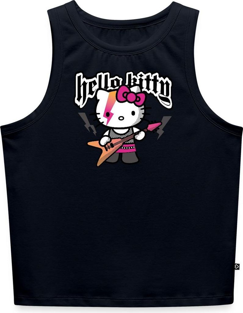 Spreadshirt Hello Kitty E-Gitarre Rock Style Frauen Cropped Tank Top, M, Navy