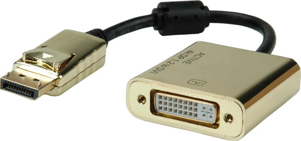 ROLINE GOLD 4K DisplayPort-DVI Adapter, Aktiv, v1.2, DP ST - DVI BU