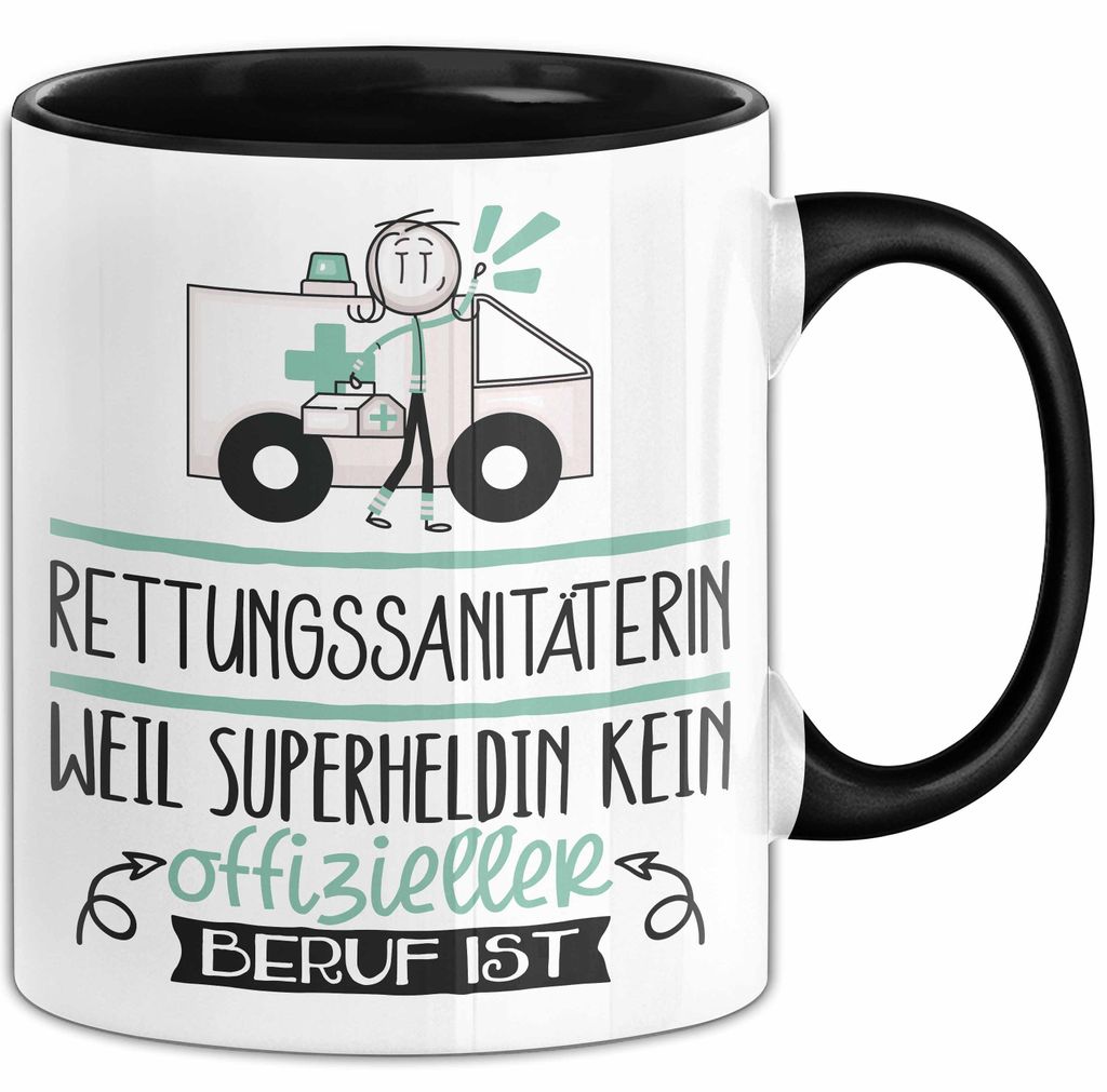 Rettungssanitäterin Geschenk Tasse Lustiger Spruch Rettungssanitäterin Weil Superheldin Kein Offizieller Beruf Ist Geschenkidee (Schwarz)