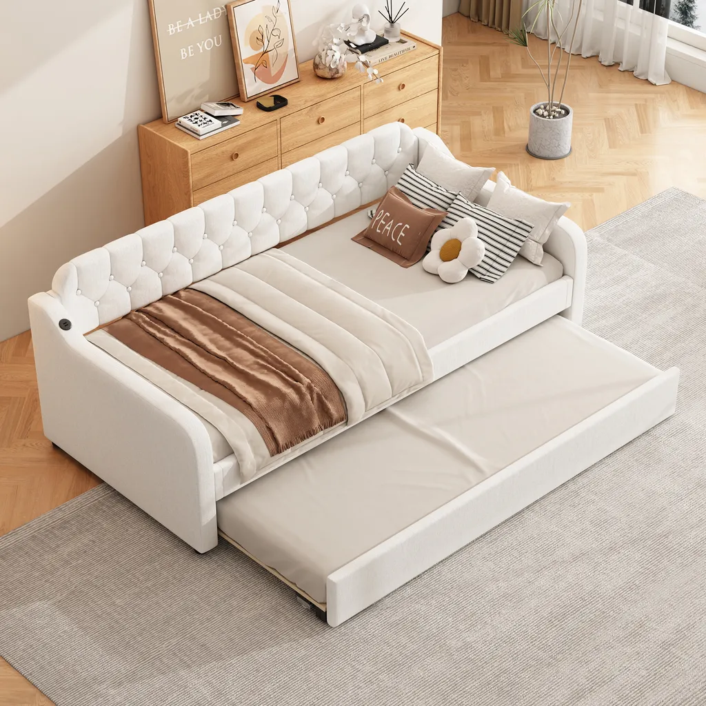 Canapé-lit extensible 90x200cm idéal pour petite chambre d'ado