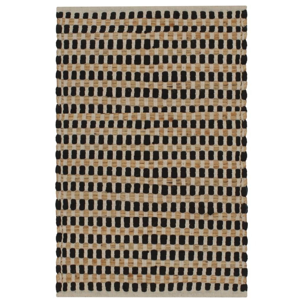 "im Sonderangebot" Handgewebtes Badematten-Set Jute Stoff Natur und Schwarz - NeuMöbel2775605