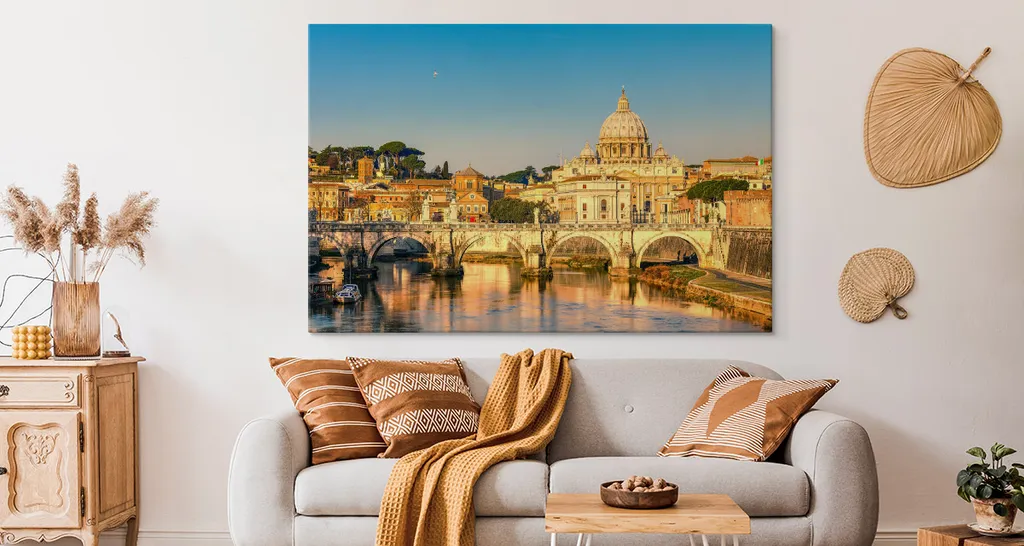 Décoration Murale Rome - Impression d'Art sur Toile 70x50 cm Pont Tibre