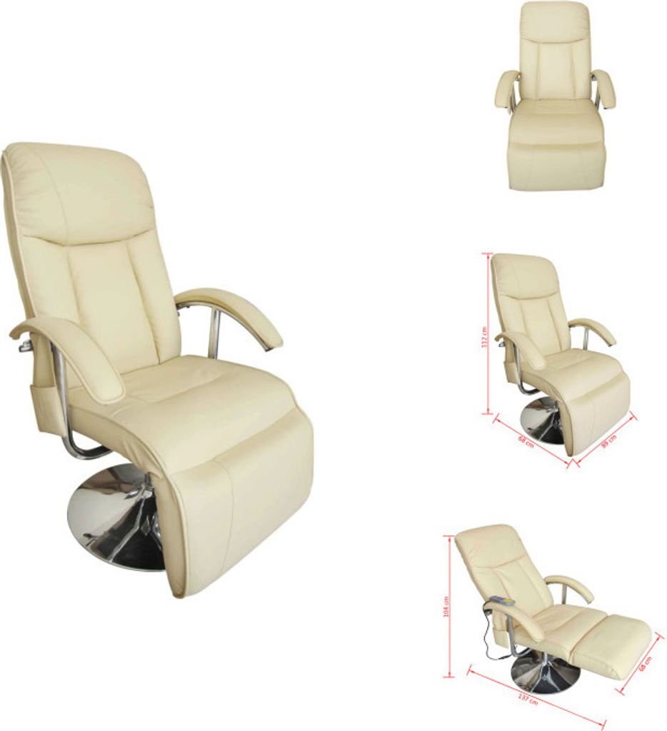 vidaXL Massagesessel Cremeweiß Kunstleder - Massagesessel