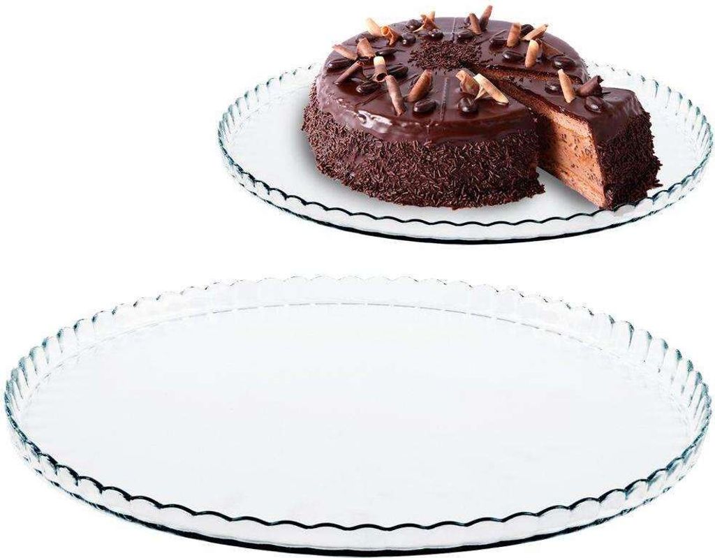 Grande assiette en verre aux bords décorés pour le service Image du produit 