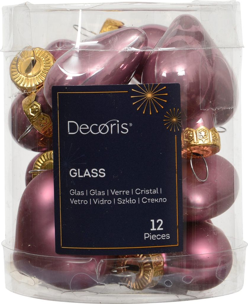Weihnachtsbaumkugeln Set 12 Stück 4 cm rosa Herzen Produktbild 