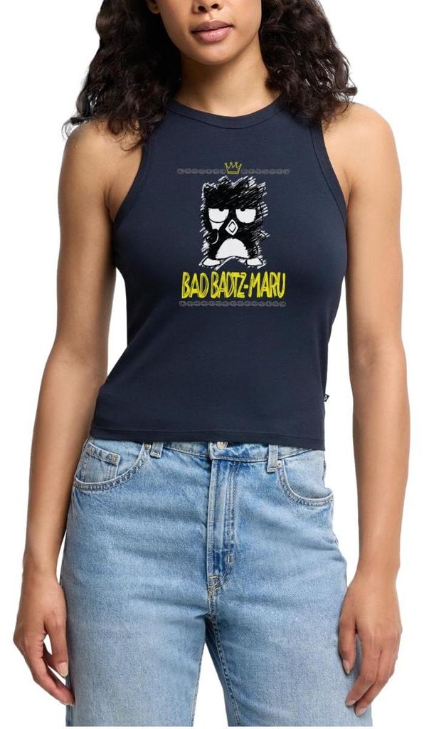Spreadshirt Bad Badtz Maru Skizzen Stil Cropped Frauen Organic Tank Top, XXL, Navy