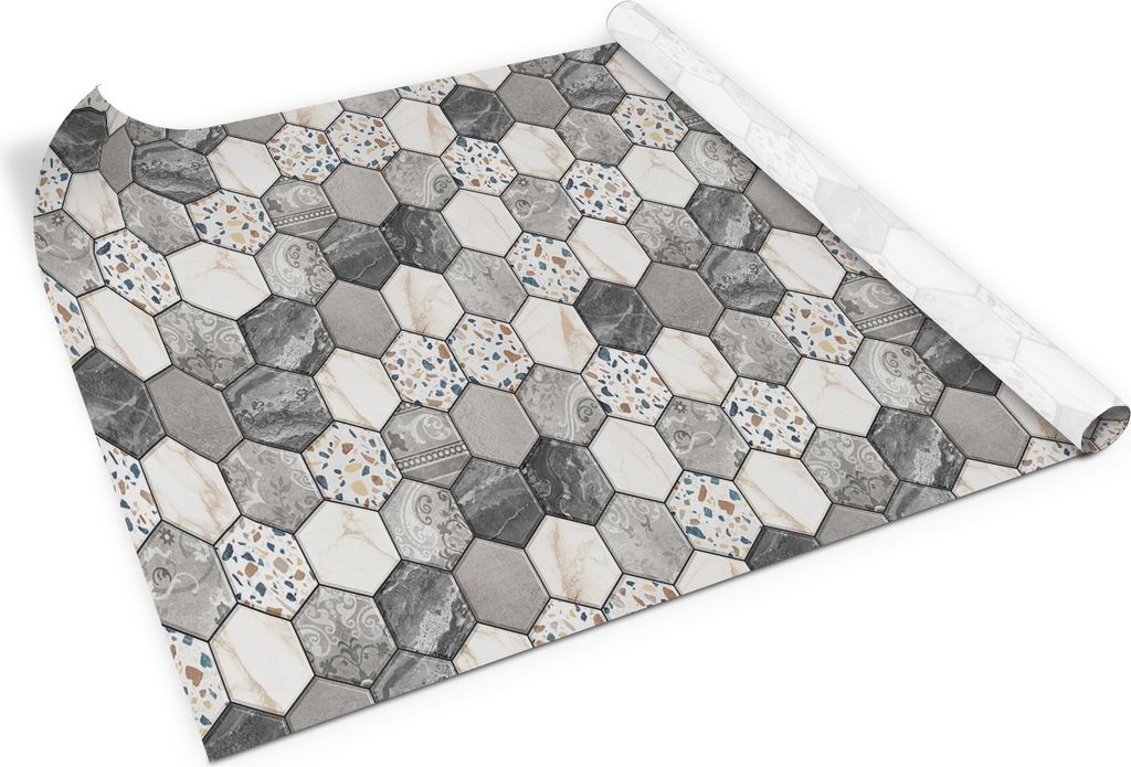 Dekorative sechsecke – PVC Klebefolie für Möbel – Möbelrenovierungsfolie – Möbelfolie selbstklebend – Küche – Schränke – Möbelde...