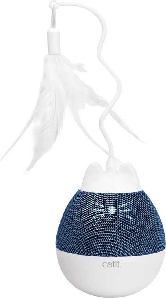 Distributeur de friandises Catit Pixi Spinner interactif blanc et bleu