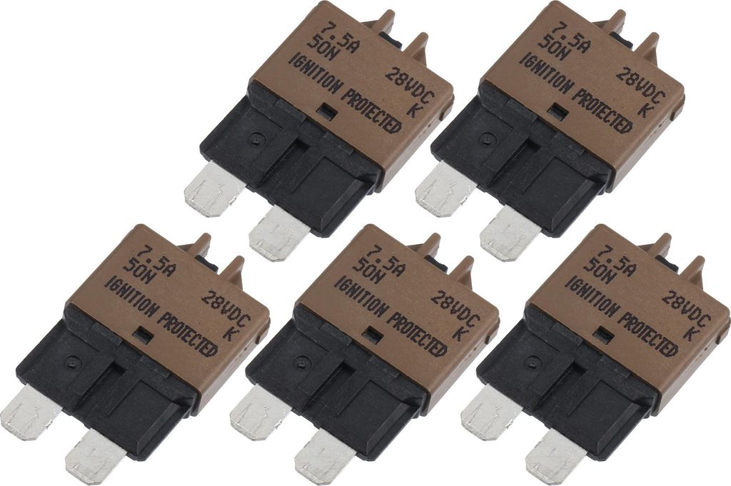 Sicherungsautomat Blade Style Fuse 7,5A 28V für Auto Braun (Set aus 5 Stück)