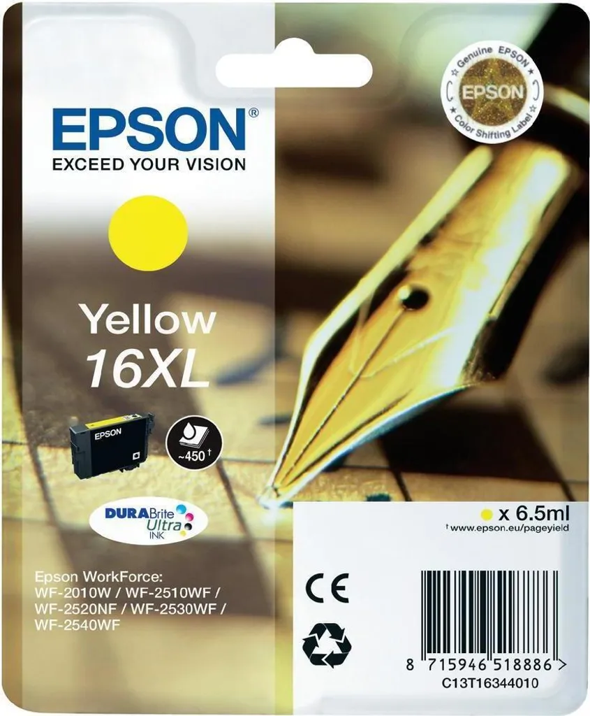 Cartouche Epson 16XL T1634 Jaune anti-bavure pour remplacer votre encre vide