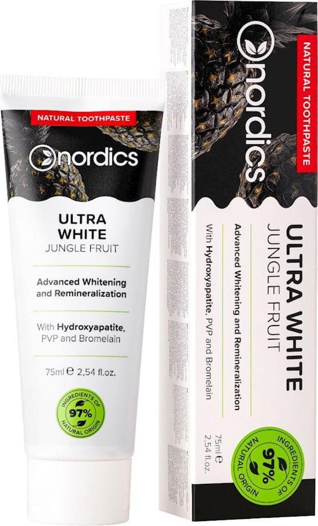PASTA DO ZĘBÓW ULTRA WHITE JUNGLE FRUIT BEZ FLUORU 75 ml - NORDICS