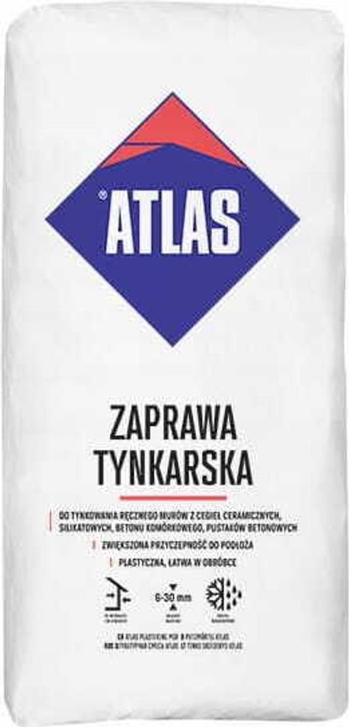 Atlas Gipsmörtel 25 kg für Ziegel und Beton, hohe Festigkeit, Schichtdicke 6-30 mm