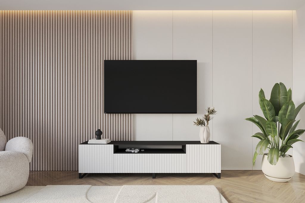 ALTDECOR TV-Schrank KITO-S mit Gefrästen Fronten 200x53x41 Lowboard, TV Möbel, TV Cabinet, Fernsehtisch, Fernseher Schrank, TV Kommode, TV Tisch,...
