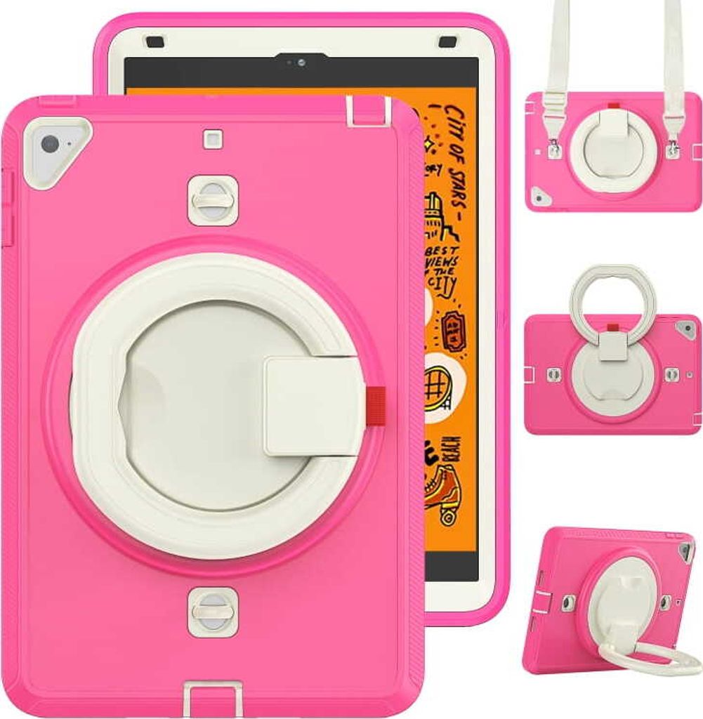 Tasche für iPad Mini 4/5 7.9" mit Ständer und Schultergurt Pink