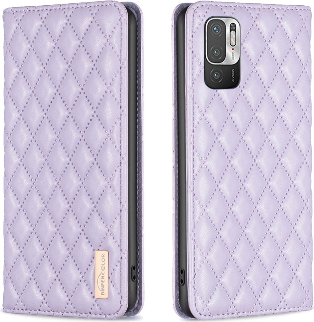Xiaomi Poco M3 Pro Hülle, Elegant Bookstyle Flip Leder Kartenfächer Schutzhülle mit Ständer für Xiaomi Poco M3 Pro / Redmi Note 10 5G Lila