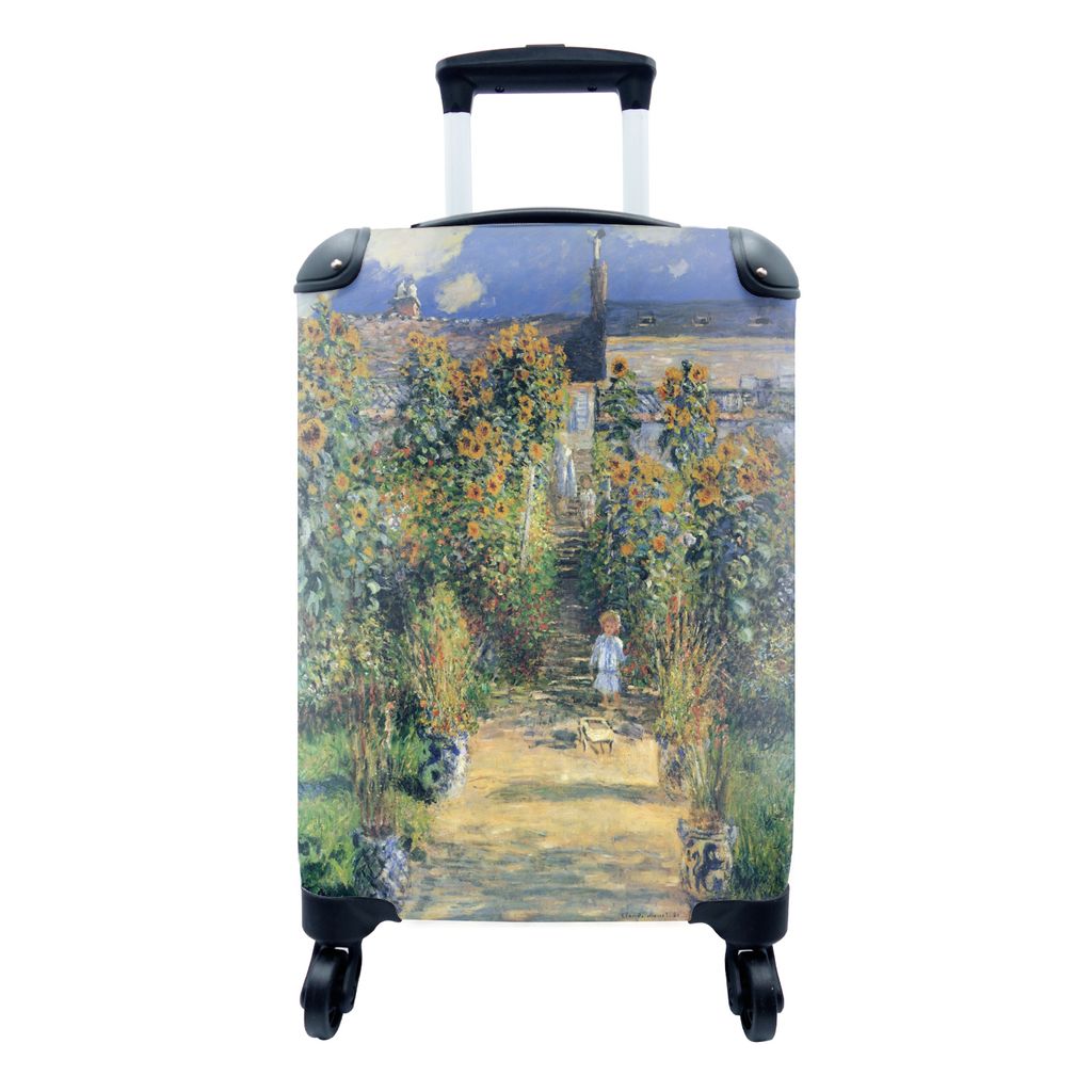 MuchoWow Koffer Handgepäck Trolley Rollkoffer Kleine Reisekoffer mit 4 Rollen - Der Garten von Monet in Vétheuil - Gemälde von Claude Monet - ...