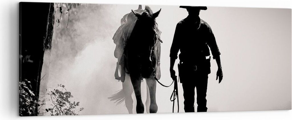 Bild auf Leinwand - Leinwandbild - Einteilig - Cowboy Pferd Shady - 140x50cm - Wand Bild - Wanddeko - Wandbilder - Leinwanddruck - Bilder - Wanddek...