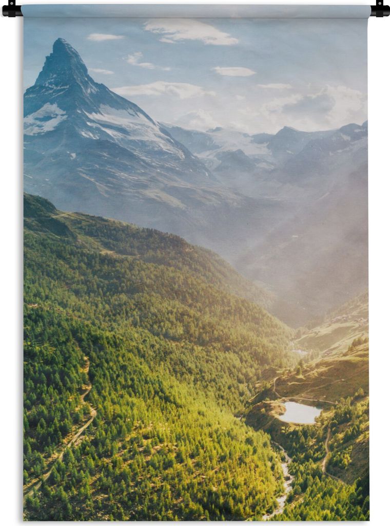 MuchoWow Wandteppich Wandbehang Berge - Pflanzen - Landschaft 60x90 cm Tapisserie Dekoration Wandtuch - Foto-Teppich - Abwaschbar