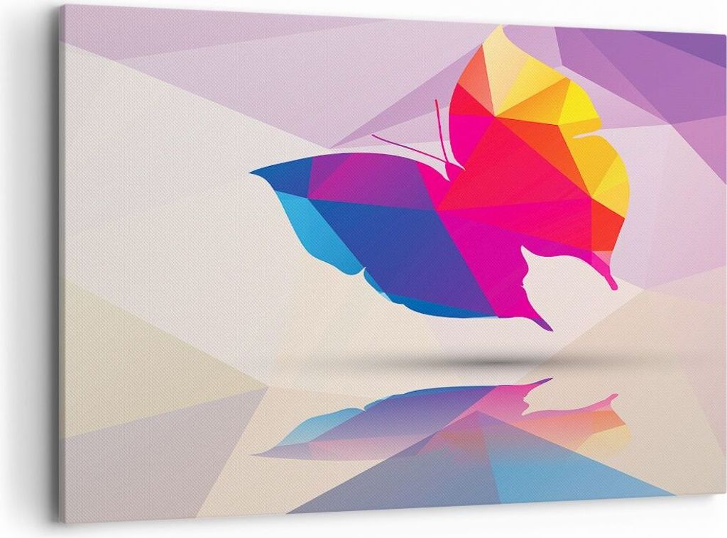 Bild auf Leinwand - Leinwandbild - Schmetterling Illustration Grafik - 120x80cm - Wand Bild - Wanddeko - Leinwanddruck - Bilder - Kunstdruck - Lein...