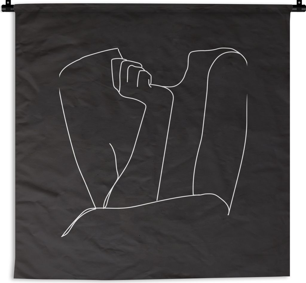 MuchoWow Wandteppich Wandbehang Frauen - Strichzeichnungen - Schwarz - Weiß 150x150 cm Tapisserie Dekoration Wandtuch - Wohnaccessoires - Modernes