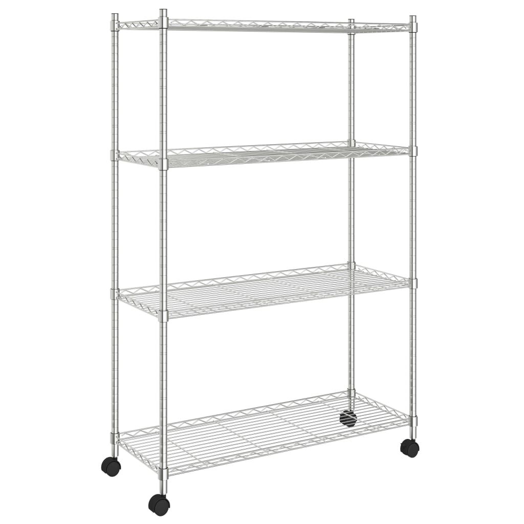 vidaXL Scaffale con 4 ripiani e ruote 90x35x142 cm Cromo Immagine del prodotto 