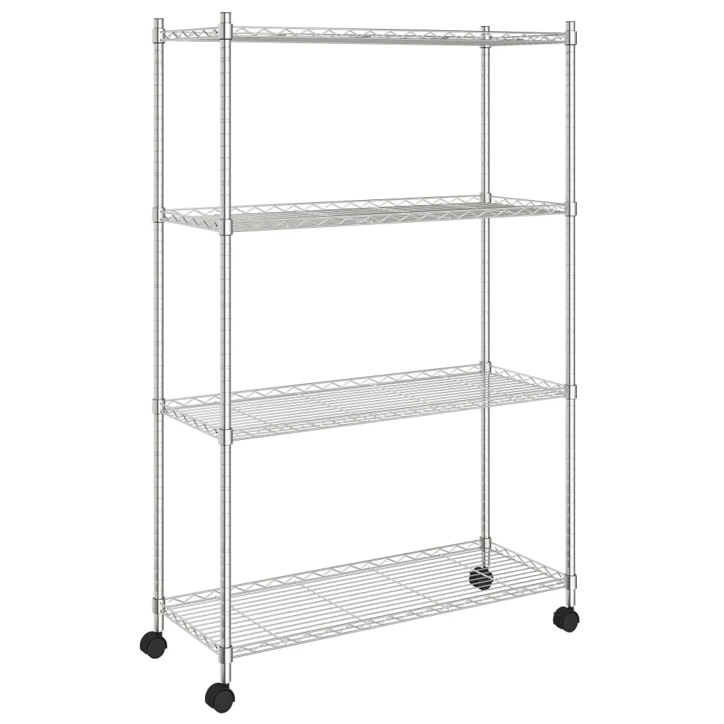vidaXL Étagère stockage 4 niveaux 90x35x142 cm Chrome 200 kg Roulettes