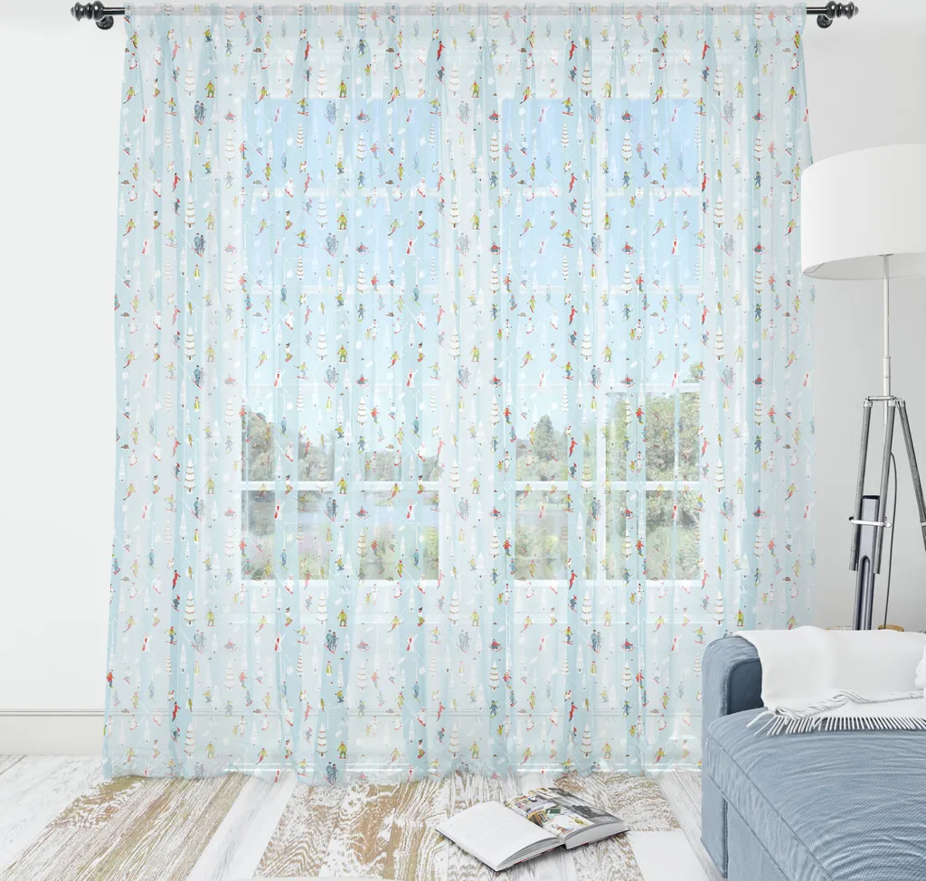 ABAKUHAUS Arazzo Invernale Sciistico 135x274cm | Tessuto Satin Blu