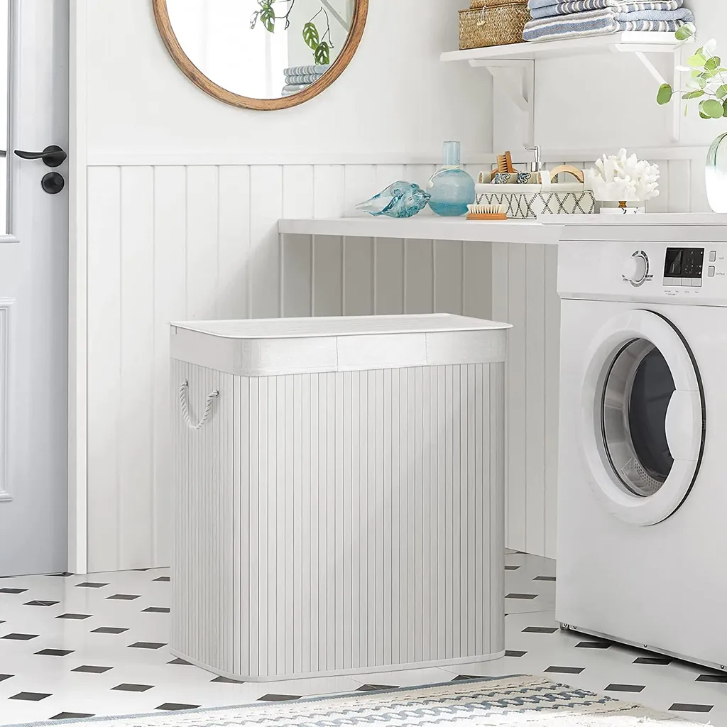 Panier à linge 3 compartiments couleur naturelle - Tri sélectif chic