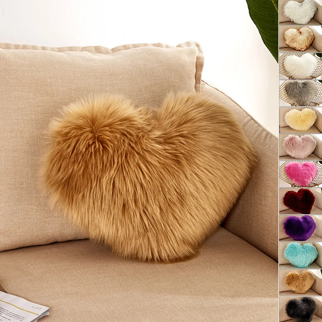 Cuscino Cuore Marrone Peluche 40x50cm Aesthetic Room Decor