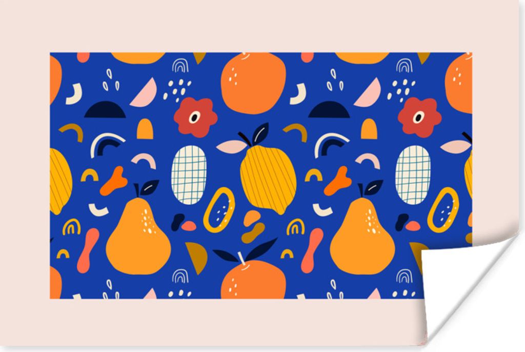 MuchoWow Poster Lebensmittel - Birnen - Zitrone - Obst - Pastell 30x20 cm - Plakate - Print