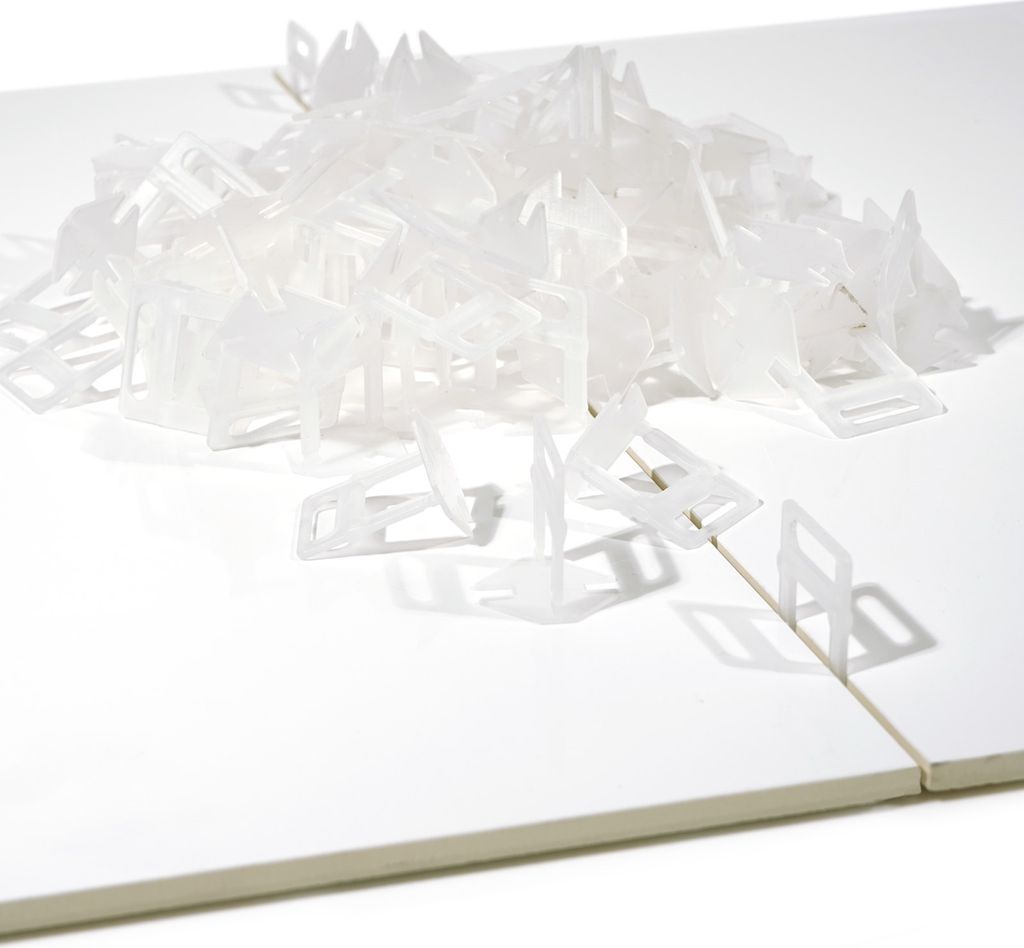 XPOtool 100x Zuglaschen für Fliesen Nivelliersystem, 1,0 mm Fugenbreite, Fliesen Verlegehilfe, Laschen mit Sollbruchstelle