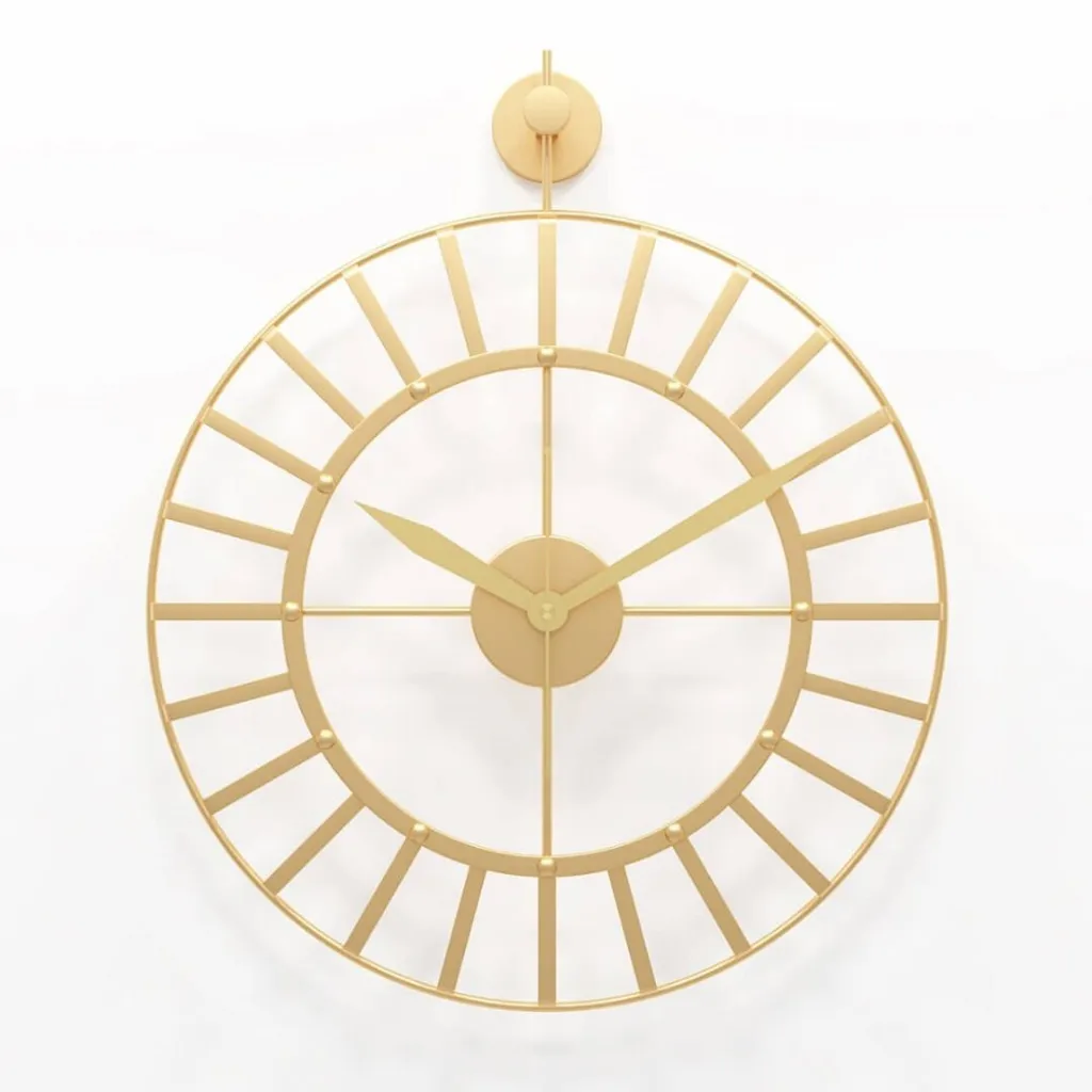 Orologio Muro Rustical Oro 50cm - Design Essenziale e Silenzioso