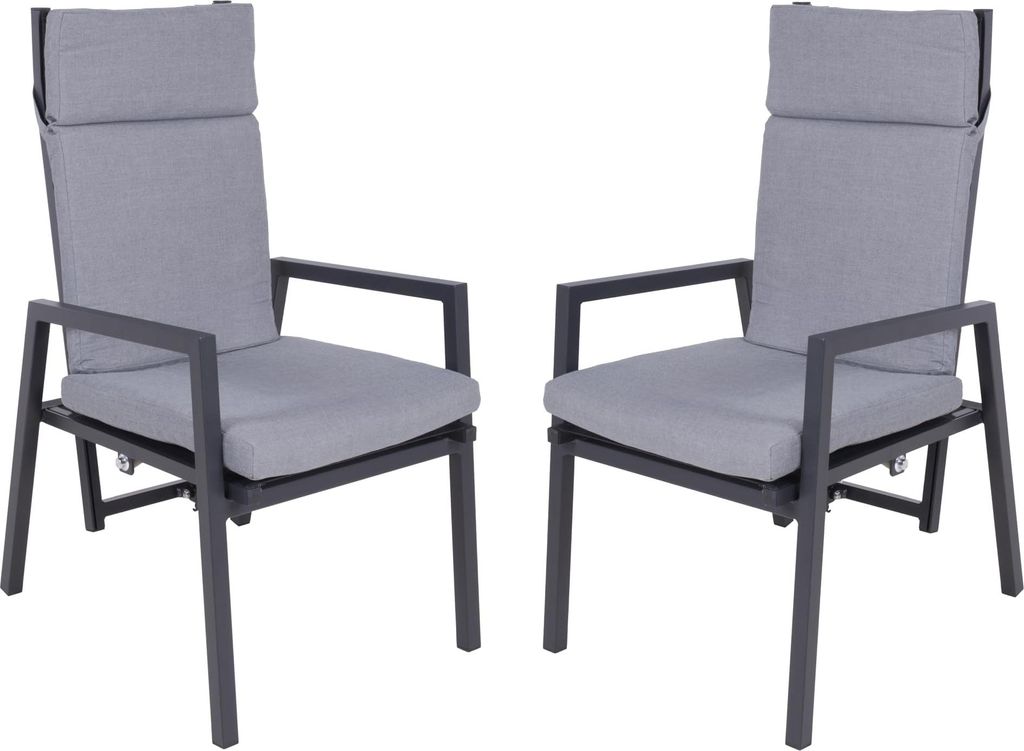 Gartenstuhl 2er Set JULE - Polyester, mit Kissen, Grau | Produktbild 