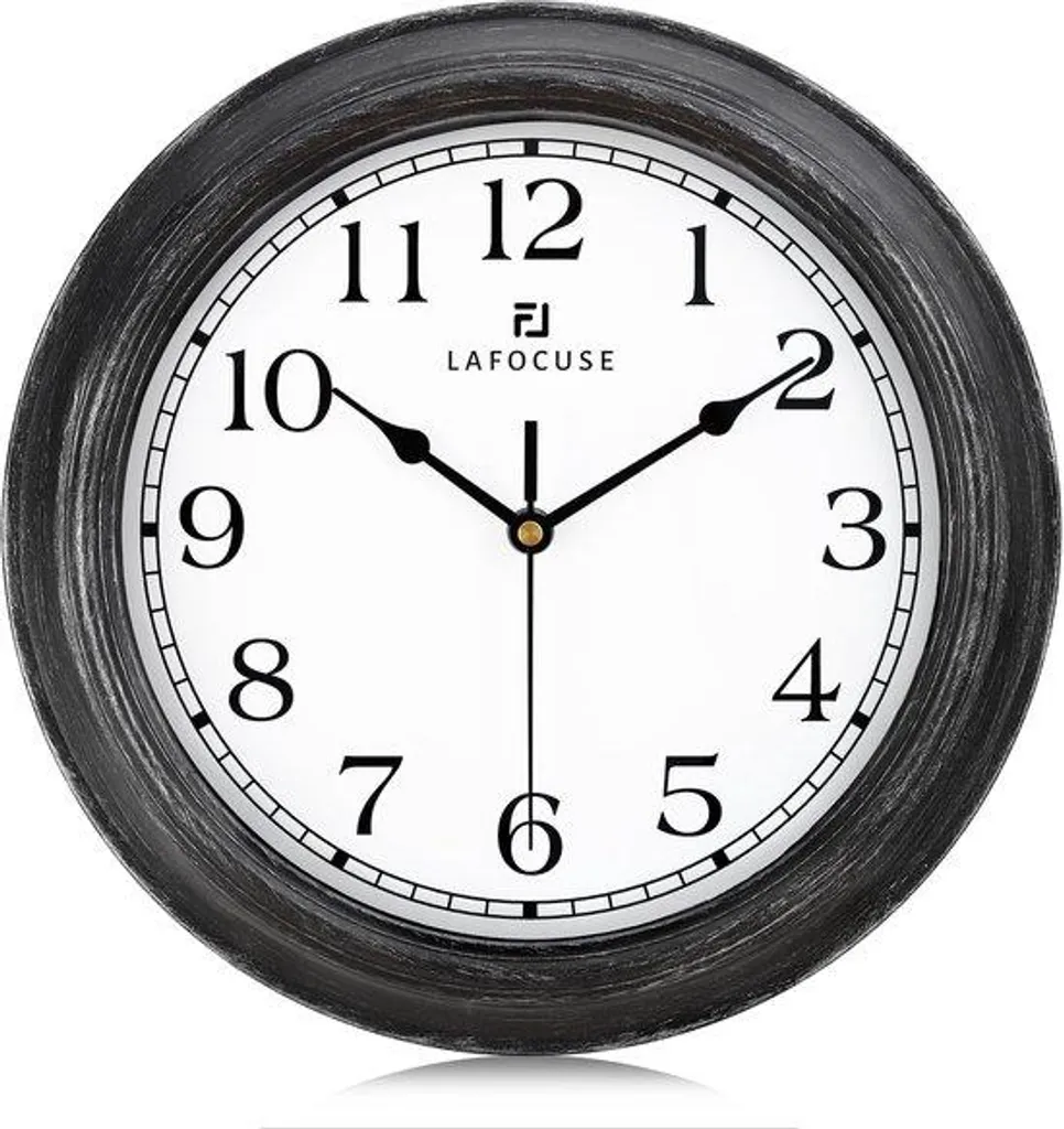 Horloge murale analogique style vintage noir mat pour salon et bureau
