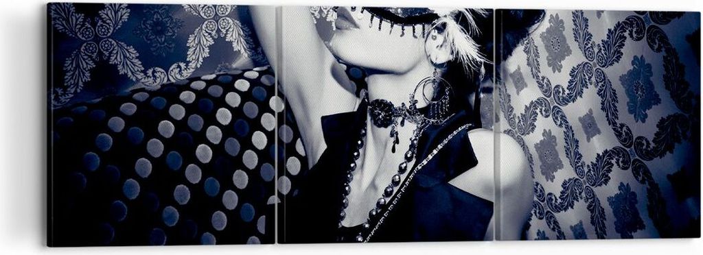Bild auf Leinwand - Leinwandbild - Frau Karneval Maske Mode - 120x40cm - Wand Bild - Wanddeko - Leinwanddruck - Bilder - Kunstdruck - Wanddekoratio...