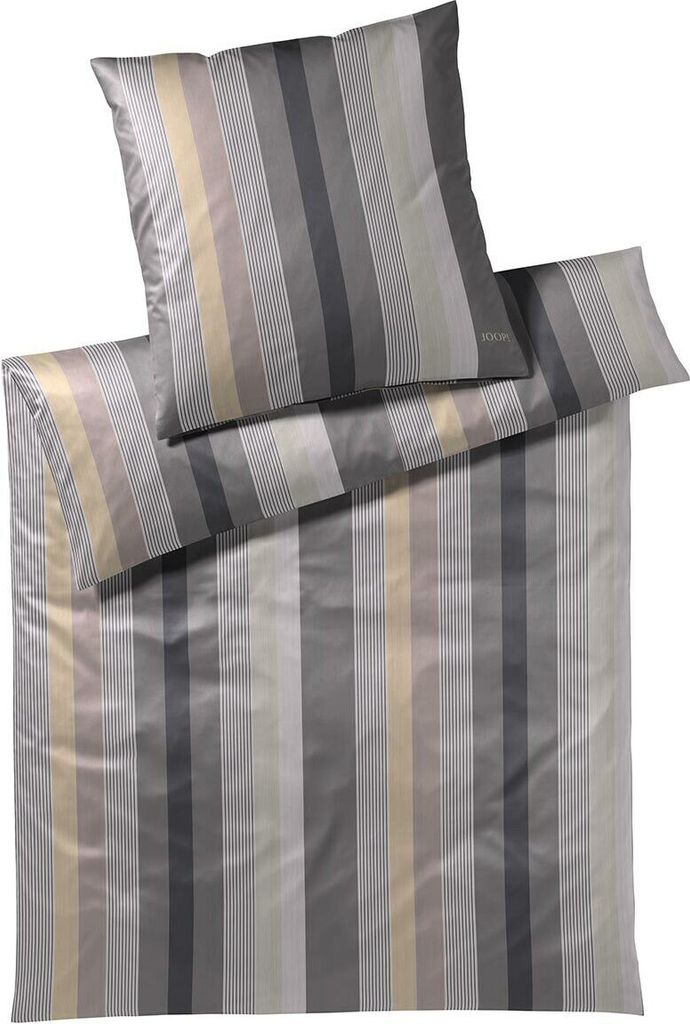 JOOP! Mako-Satin-Bettwäsche-Garnitur Stripes Farbe Stone Größe 200x220+2x80x80 cm AL