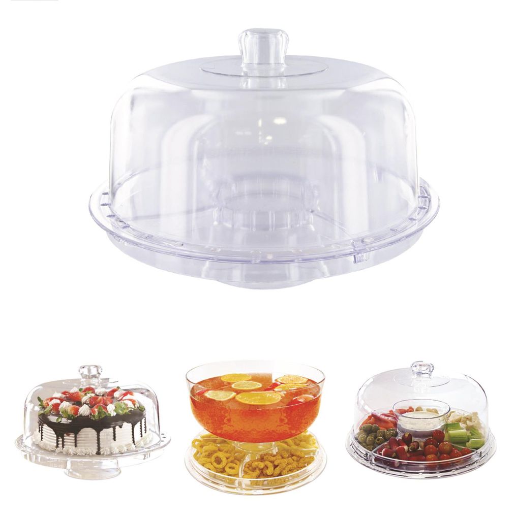 3 in 1 Tortenstander - transparent - D30 cm - Kunststoff - Tortenstander - Etageren - multifunktiona