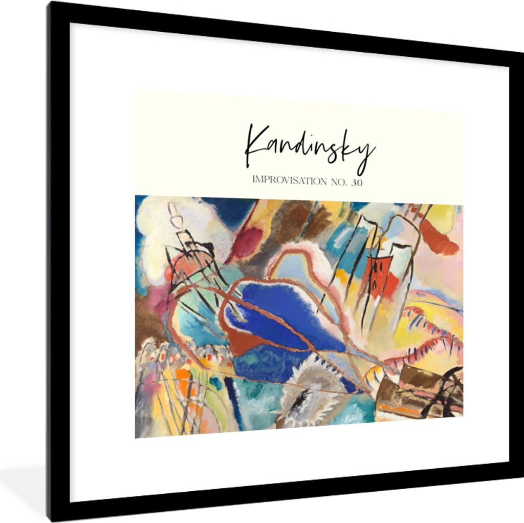 MuchoWow Gerahmtes Poster Kunst - Kandinsky - Improvisation Nr. 30 40x40 cm - Poster mit Schwarzem Bilderrahmen Wandposter Rahmen Foto Bilder - P...